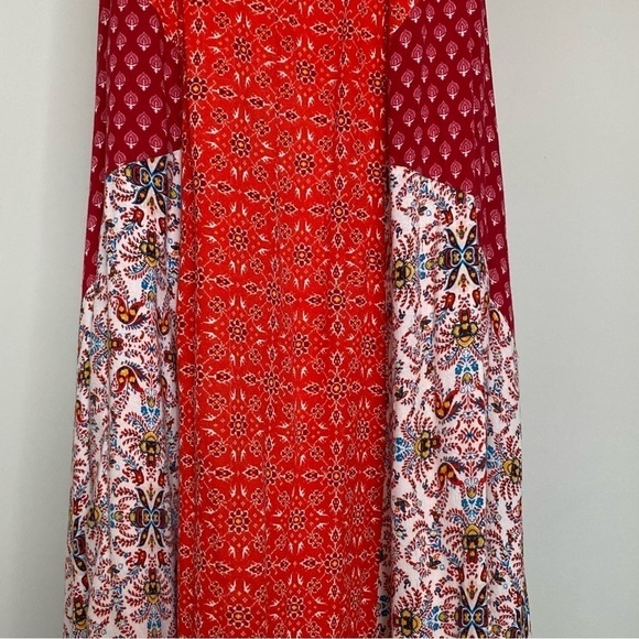 Sundance Veeda Patchwork Mixed Print Handkerchief Hem Boho Midi Dress, Small - Picture 5 of 16